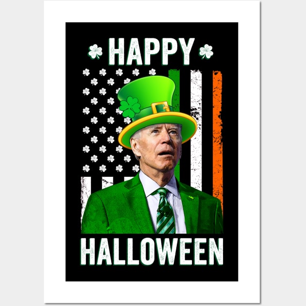 Funny Joe Biden Irish American Flag Happy Halloween Wall Art by petemphasis